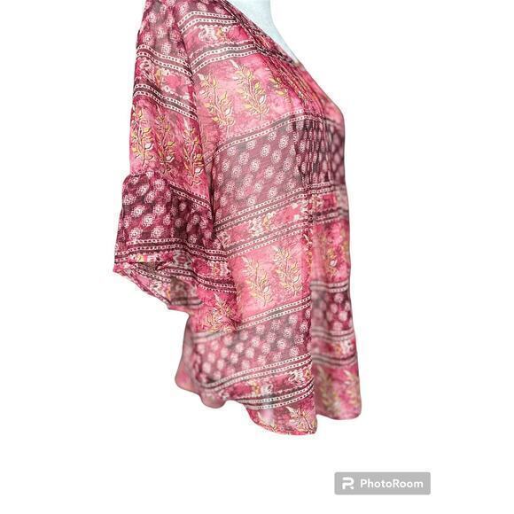 Style & Co Petite | Go Global Polynesian Blouse | Red | Size PL - Picture 2 of 8